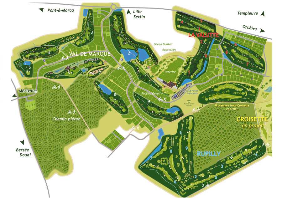 Plan parcours Mérignies Golf