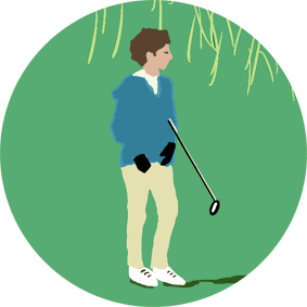 dessin d'enfant golfeur pour un anniversaire en pleine nature