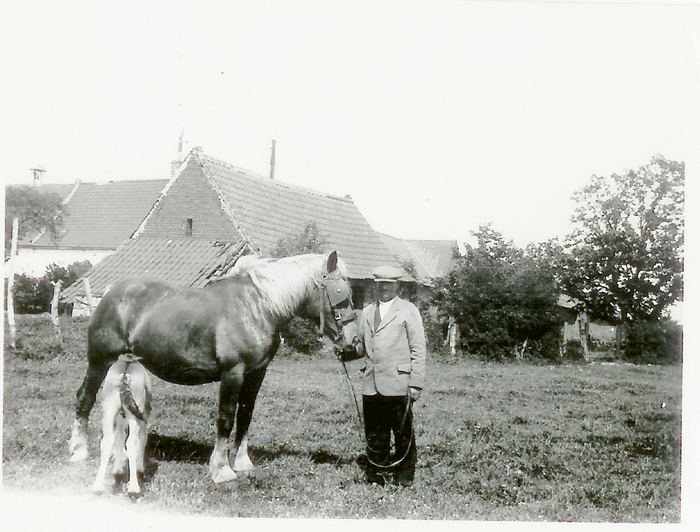 Histoire de Mérignies Golf dans les Hauts-de-France, Paul Vanbremeersch, l'ancêtre, avec son cheval de trai