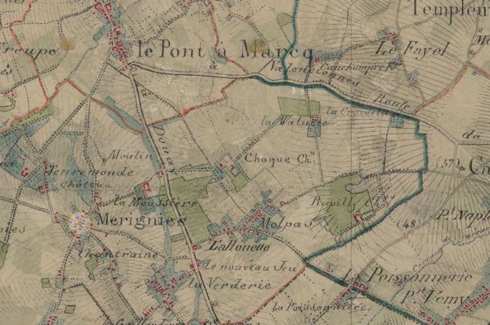 Histoire de Mérignies Golf dans les Hauts-de-France, le cadastre à l'ancienne