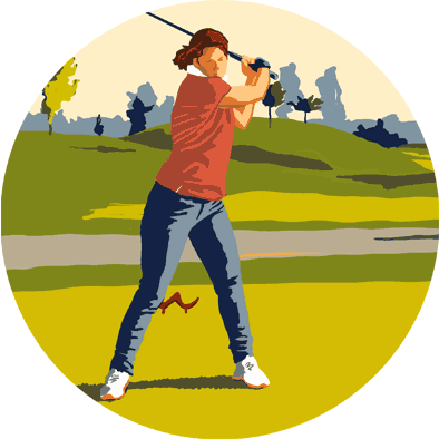 dessin golfeuse, girl qui joue au golf à Mérignies