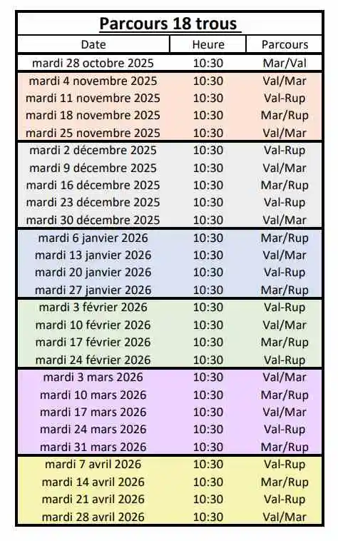 programme des girls only, ladies dames et filles qui jouent au golf à mérignies
