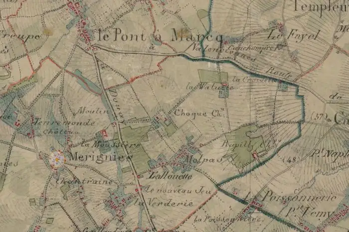 Histoire de Mérignies Golf dans les Hauts-de-France, le cadastre à l'ancienne