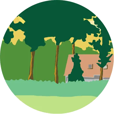 dessin de la campagne autour du golf de Mérignies avec ses green fees
